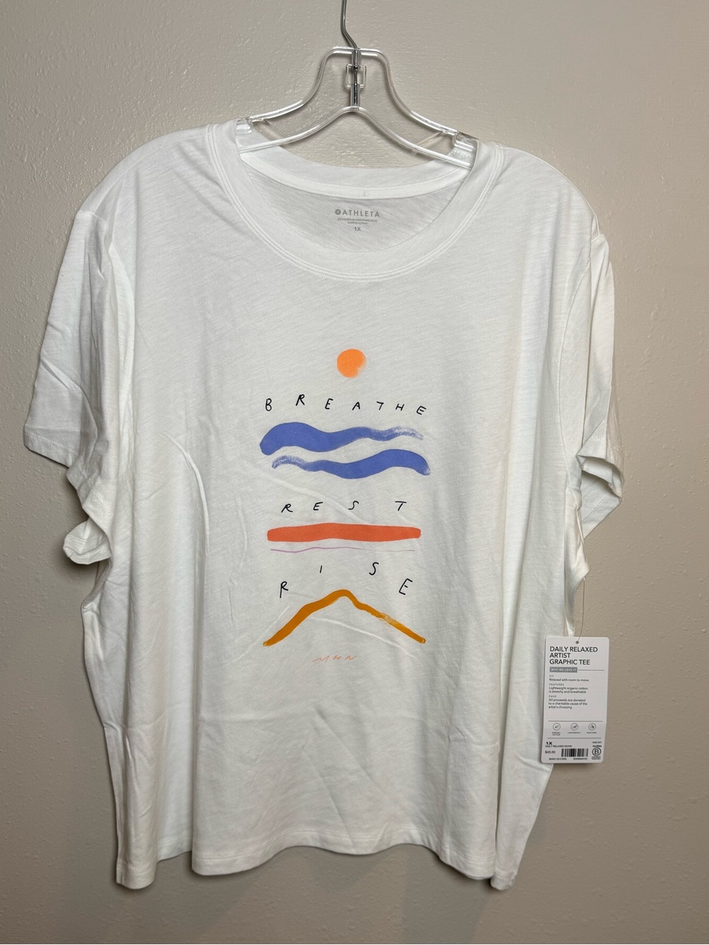 Athleta Relaxed Graphic Tee Lightweight Organic Cotton Size 1X New!